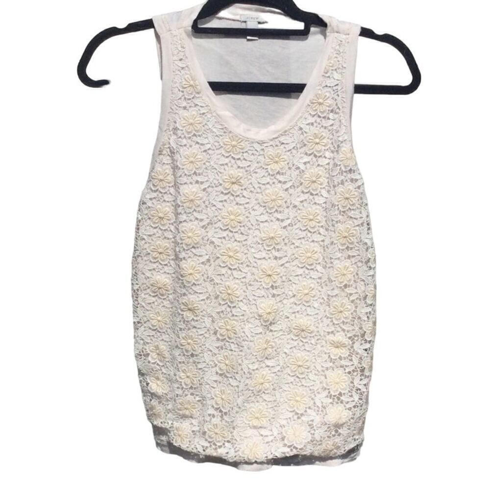 J.crew crochet tank womens XS floral boho coastal beachy fairy modal cottagecore